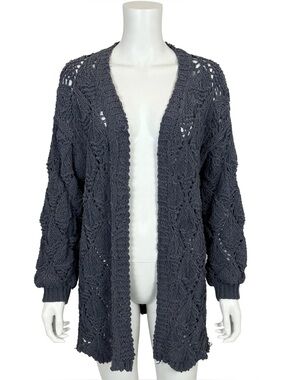 Umgee Women’s Juniors Grey Knit Soft Cardigan Large L